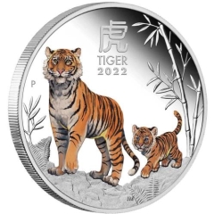 Fine Silver Coin Coloured Tiger 2022 5oz