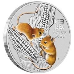 Fine Silver Coin Coloured Mouse 2020 1/2oz