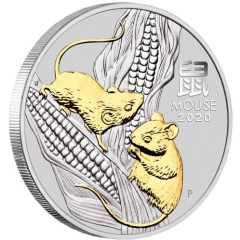Fine Silver Coin Gilded Mouse 2020 1oz Coin & Cert Only