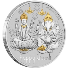 Fine Silver Diwali Gilded Medallion 2021